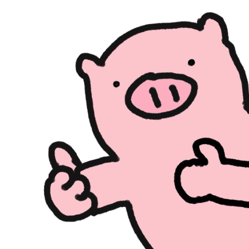 PIP the pig pointing and giving thumbs up